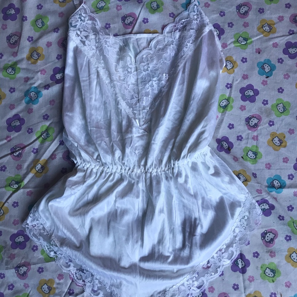 y2k white satin bodysuit